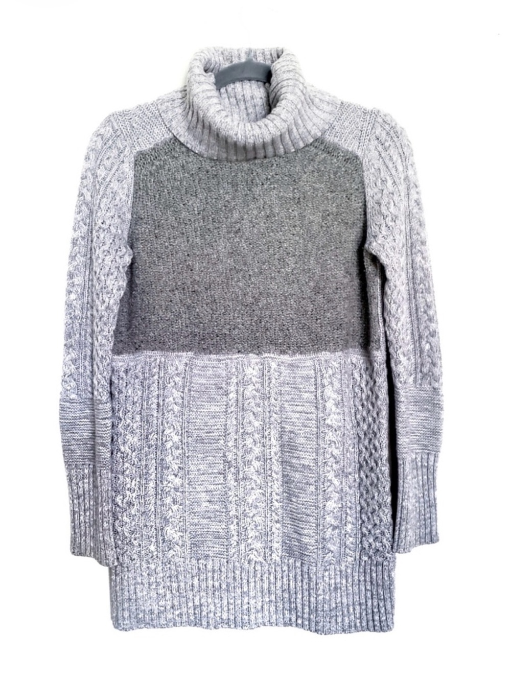 Banana Republic Mixed Stitch Merino Wool Blend Turtleneck Sweater in Grey